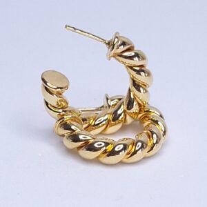 Brinco Argola Trançada 23mm B. Ouro 18k