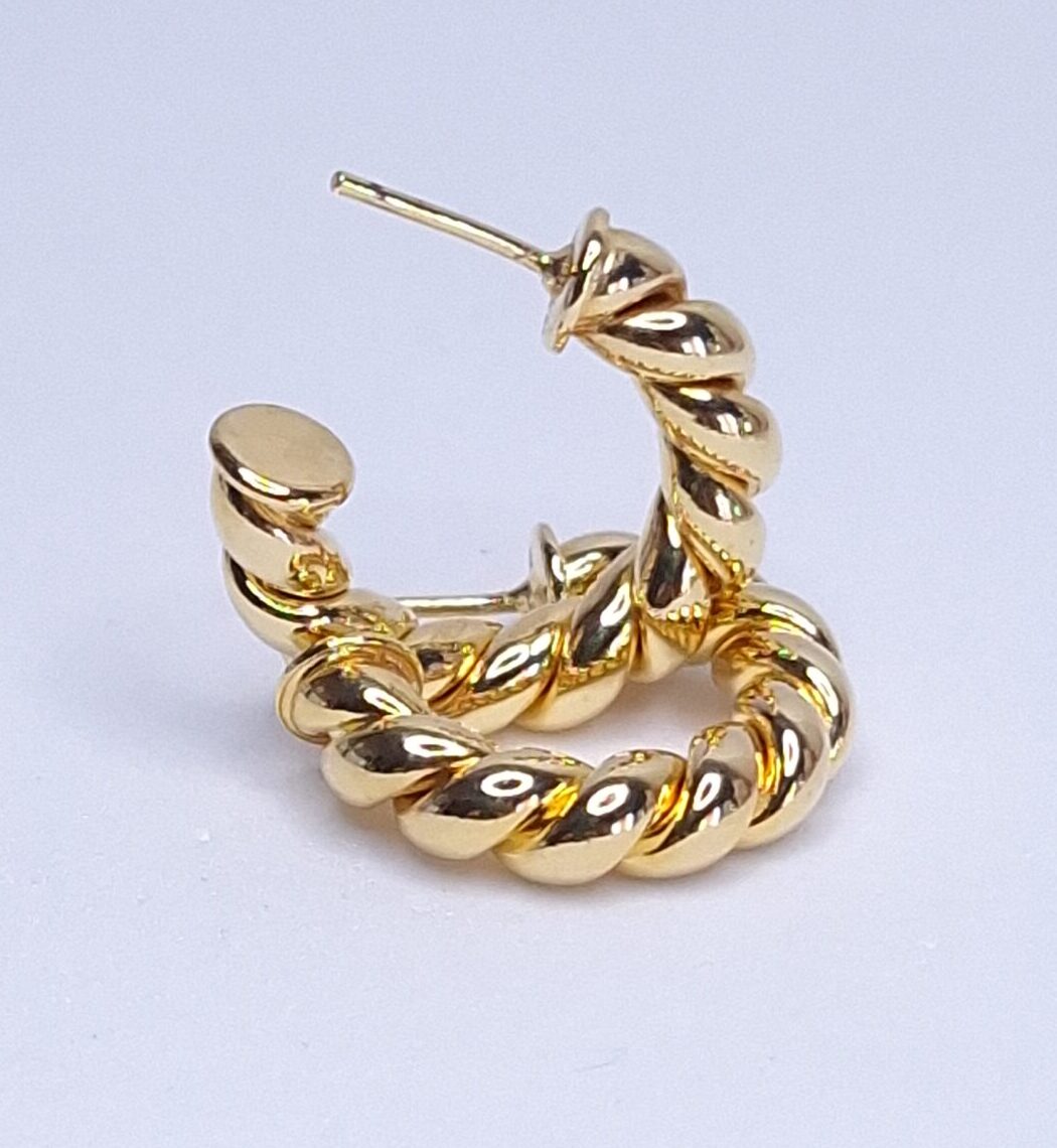 Brinco Argola Trançada 23mm B. Ouro 18k