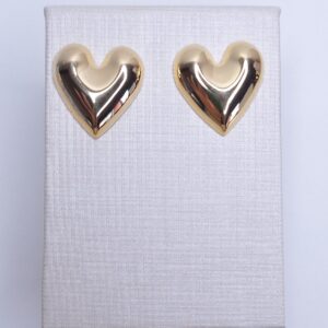 Brinco Coração Liso 25mm B. Ouro 18k