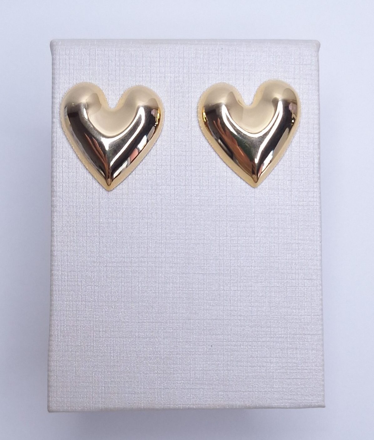 Brinco Coração Liso 25mm B. Ouro 18k