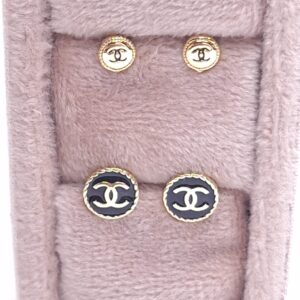 Kit 2 pares de brinco inspiração alta joalheira resinado B. Ouro 18k