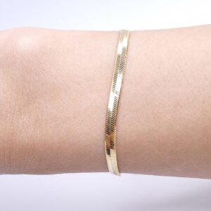 Pulseira Fita 4mm fecho lagosta Banho de Ouro 18k