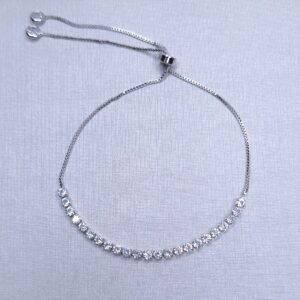 Pulseira Riviera zircônia transparente regulável Banho de Ródio