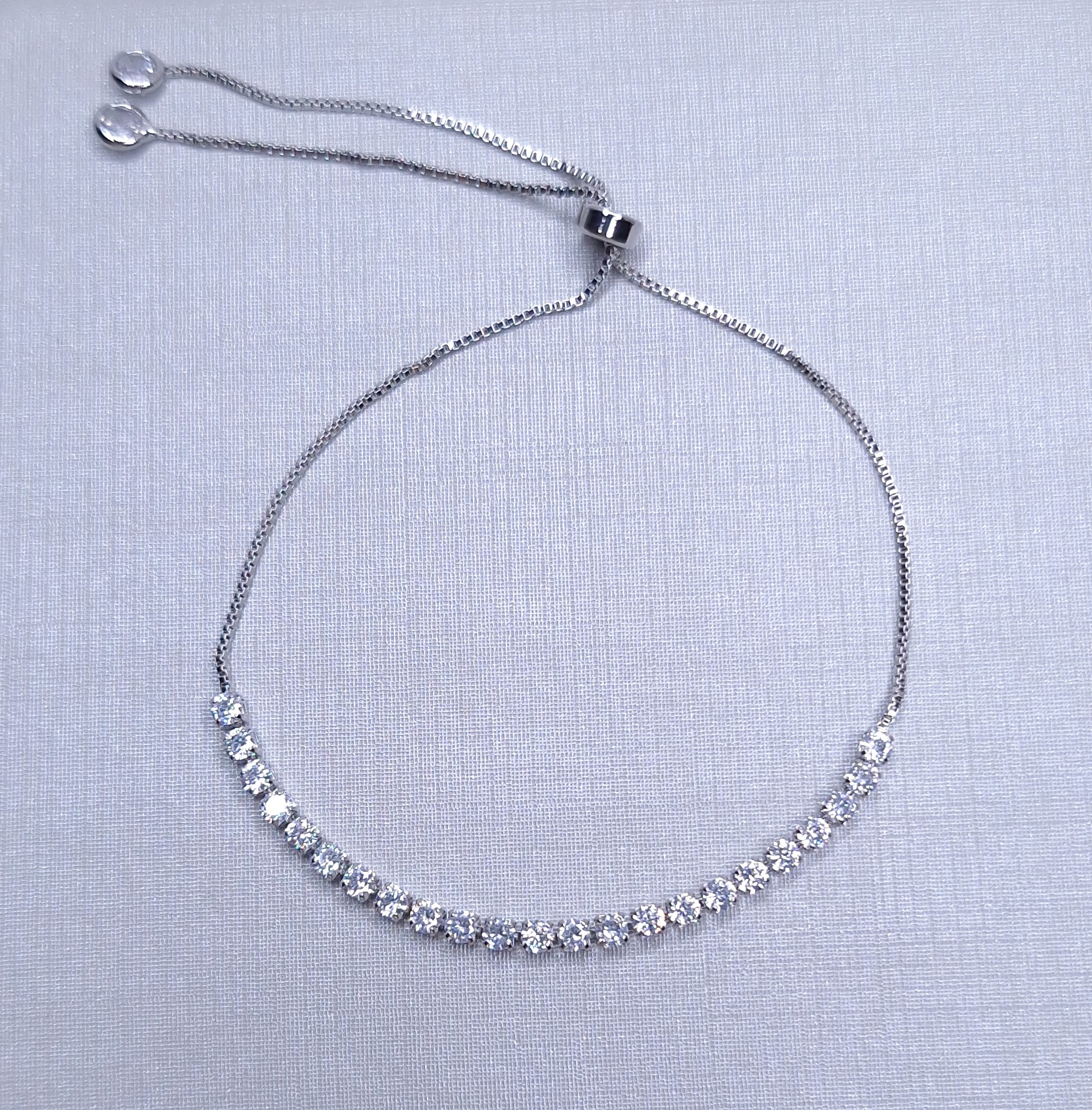 Pulseira Riviera zircônia transparente regulável Banho de Ródio