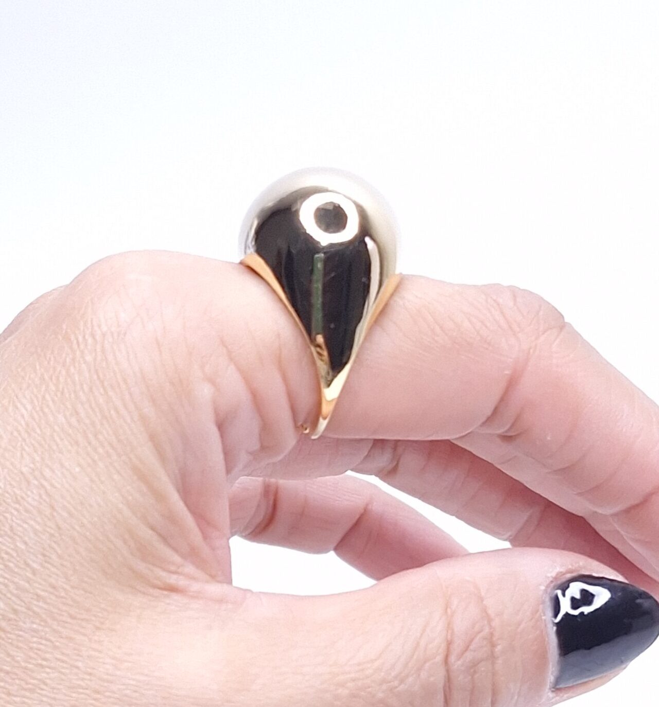 Anel Maxi redondo liso reguável Banho de Ouro 18k