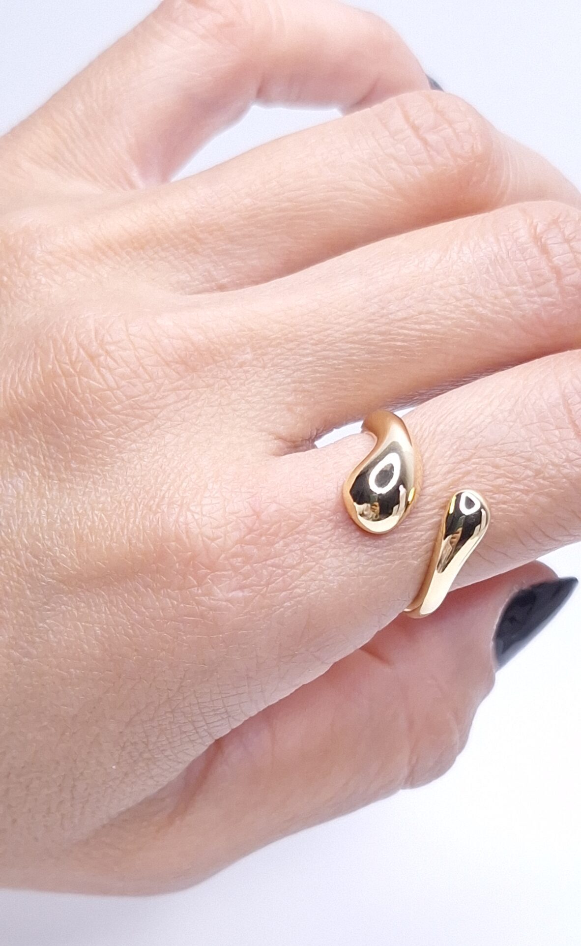 Anel Gotas regulável Banho de Ouro 18k