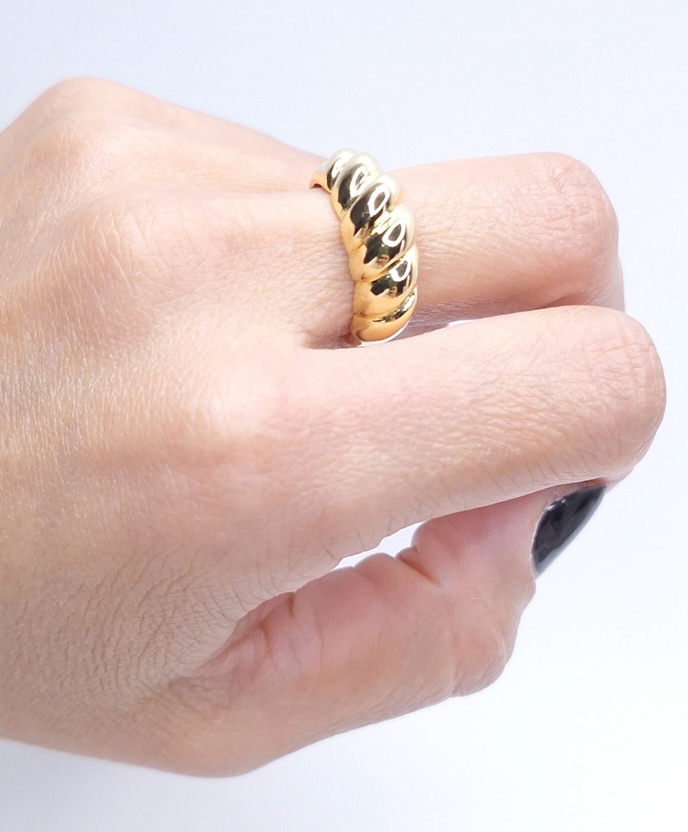 Anel Croissant Banho de Ouro 18k