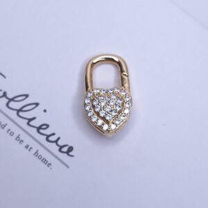 Pingente Cadeado coração cravejado Banho de Ouro 18k
