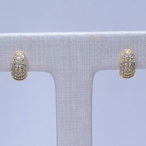 Brinco Argola click microzirconias cravejadas P Banho de Ouro 18k