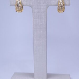 Brinco Argola click microzirconias cravejadas M Banho de Ouro 18k