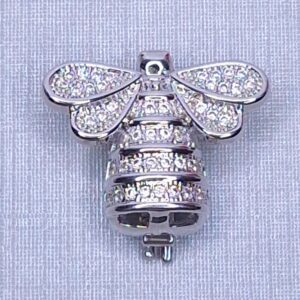 Pingente Charm Abelha cravejada Banho de R. Branco