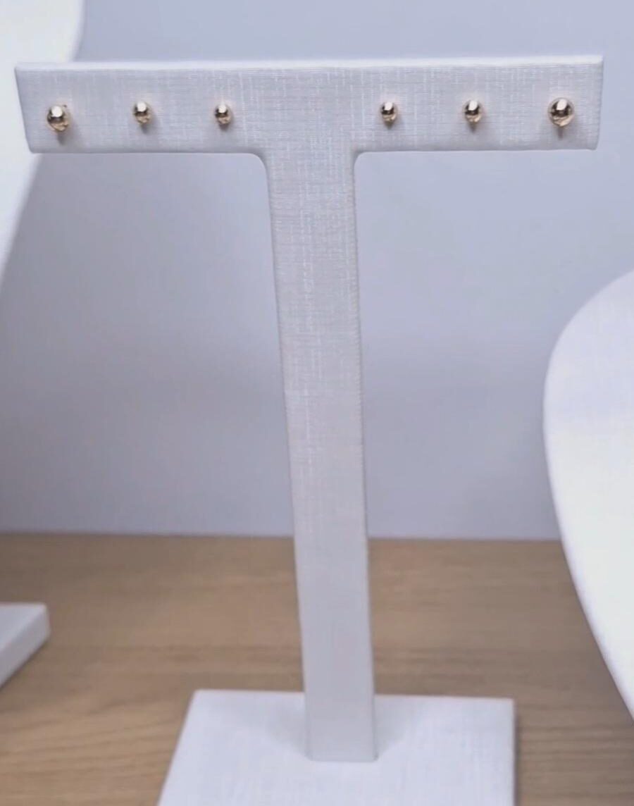 Trio de brincos esfera lisos 4/3/2mm B. Ouro 18k