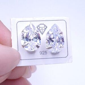 Brinco Gota Zirconia 8mm Prata 925