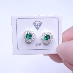Brinco Princesa Zirconia Verde Esmeralda Prata 925