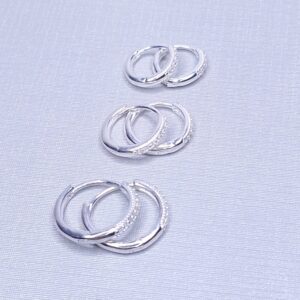 Brinco Argola click G 1 fileiras zirconia Prata 925