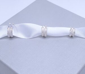 Brinco Argola click P 2 fileiras zirconia Prata 925