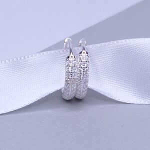 Brinco Argola click 2 fileiras zirconia Prata 925