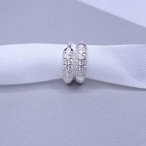 Brinco Argola click P 2 fileiras zirconia Prata 925