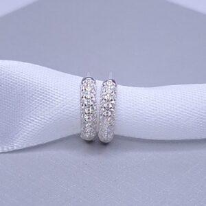 Brinco Argola click M 2 fileiras zirconia Prata 925