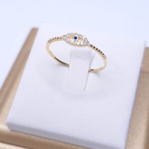 Anel olho cravejado Banho de Ouro 18k