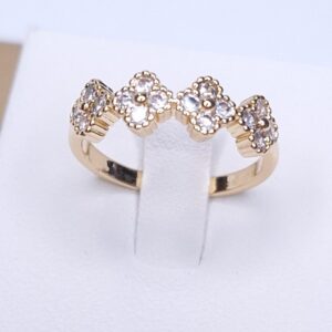 Anel 4 trevos cravejados zircônia Insp. Alta joalheria Banho de Ouro 18k