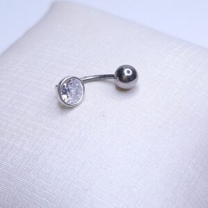Piercing Umbigo ponto de luz 5mm haste 10mm Prata 925