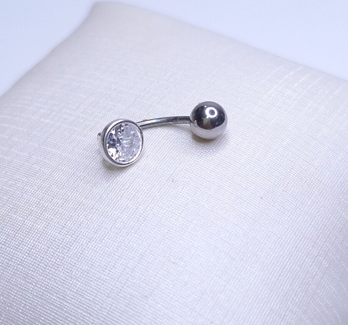 Piercing Umbigo ponto de luz 5mm haste 10mm Prata 925