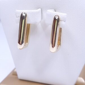 Brinco Argola lisa retangular abaulada Banho Ouro 18k