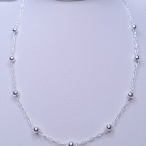 Colar 9 Esferas 6mm 40cm Prata 925