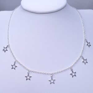 Chocker colar 7 Estrelas 40cm Prata 925