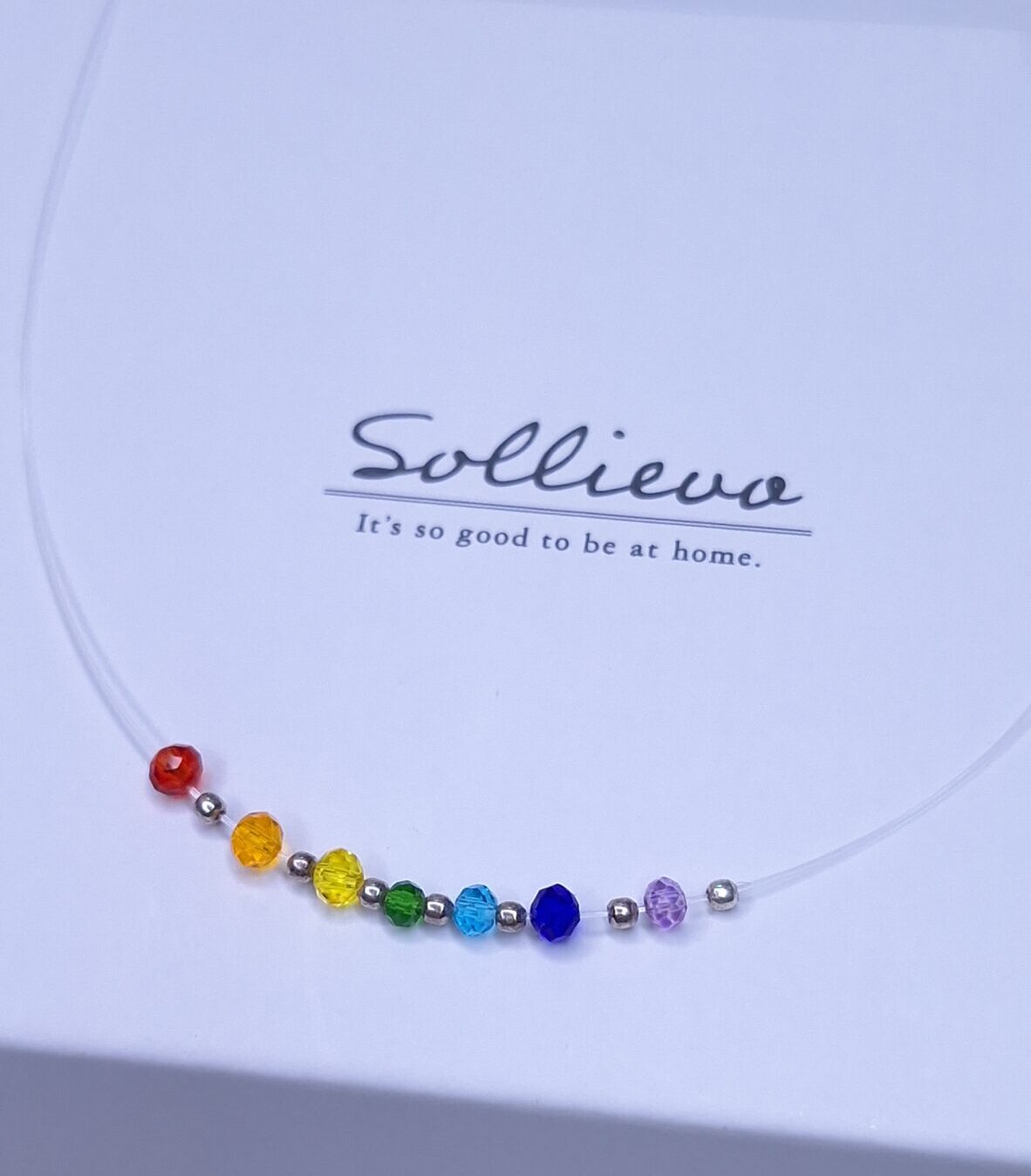 Colar Nylon 7 Chakras cristais 40cm Prata 925