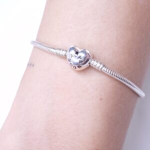 Pulseira Berloques fecho coração Prata 925
