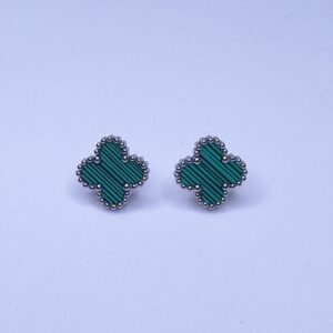 Brinco Trevo Malaquita Prata 925
