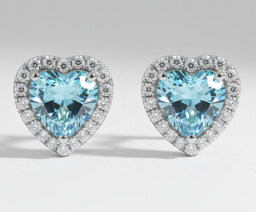 Brinco princesa coração zircônia color cravejado Prata 925