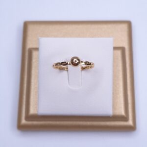 Anel solitário esfera com aro trançado B. Ouro 18k