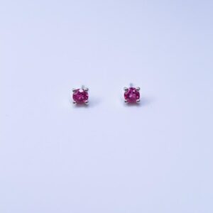 Brinco Solitário Pink Ponto de Luz 2mm Prata 925