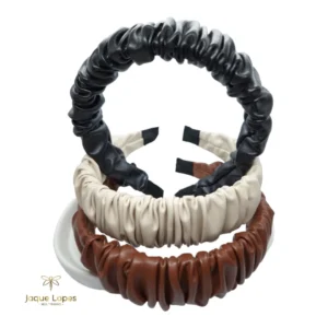 Tiara de couro eco plissada - un.