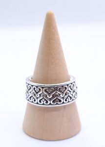 Anel corações envelhecidos insp. alta joalheria Prata 925