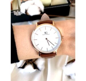 Relógio Minimalista Marrom Pulseira de Couro Bronx Rosé Gold 40mm