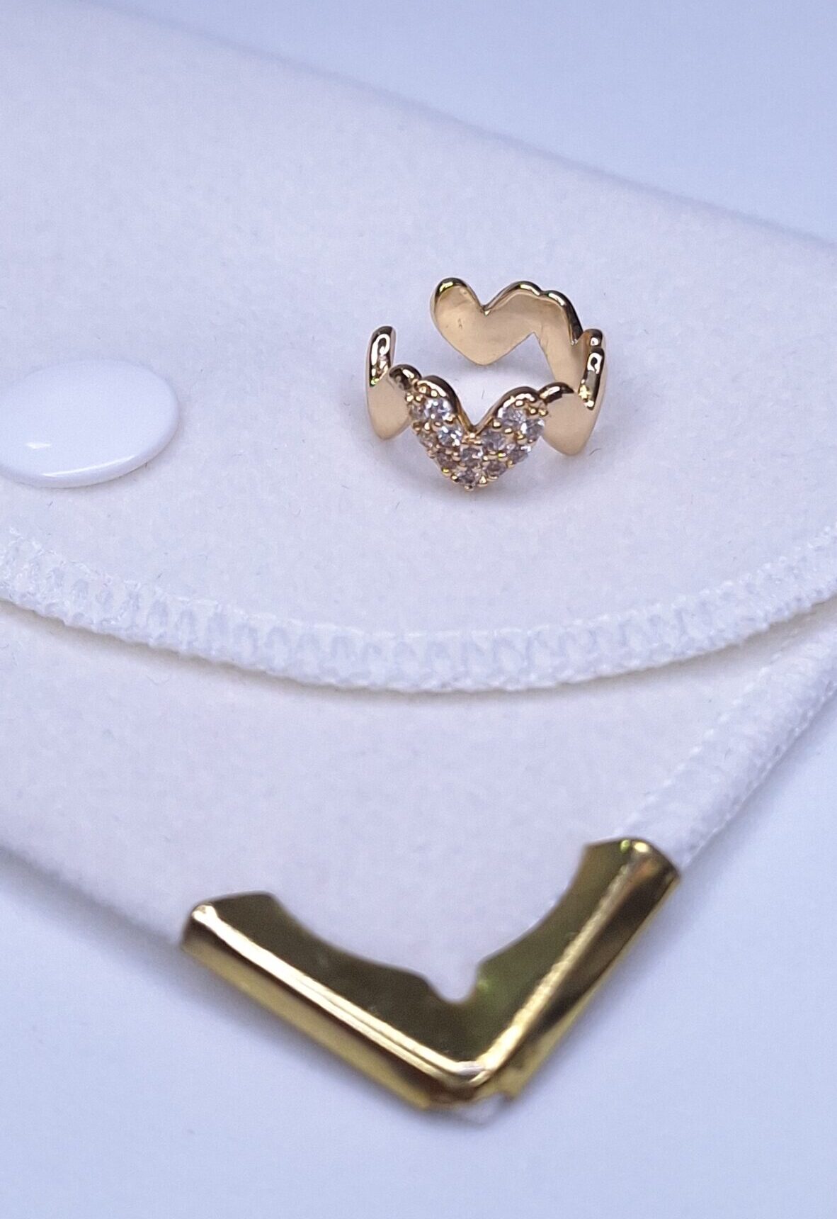 Piercing Fake Corações B. Ouro 18k