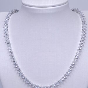 Colar Riviera 3 pontas zircônia cristal Banho de Ródio