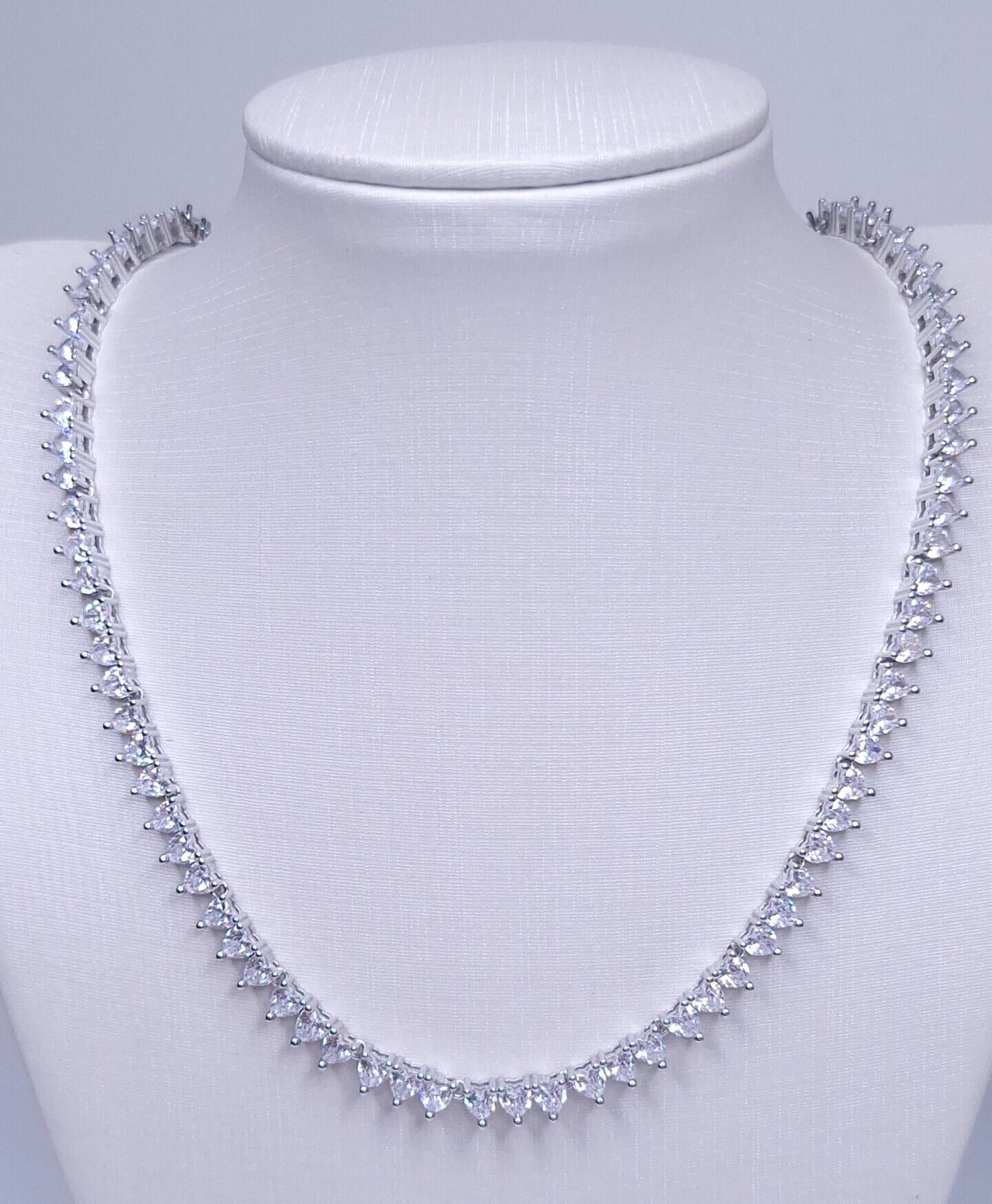 Colar Riviera 3 pontas zircônia cristal Banho de Ródio