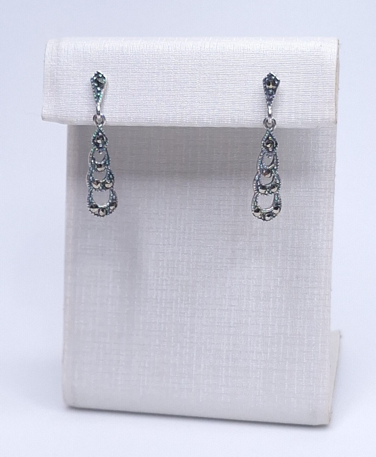 Brinco Prata Envelhecido Marcassita 2,8cm Prata 925